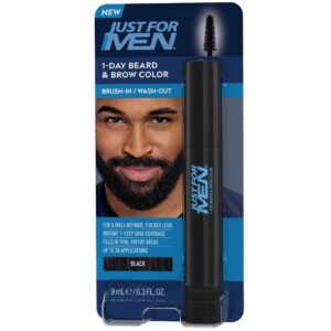 just for men 1-day beard & brow color, temporary color for beard and eyebrows, for a fuller, well-defined look, up to 30 applications, black