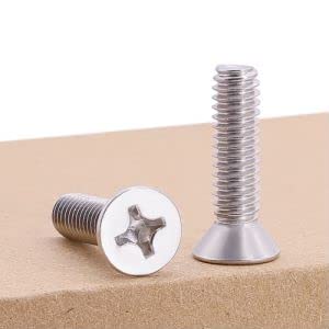 4-40 x 3/8" (100 pcs) Flat Head Machine Screws, 304 Stainless Steel (18-8), Phillips Drive, Cross Recessed 80° countersunk Head Screws, Coarse Thread UNC, ANSI B18.6.3-2