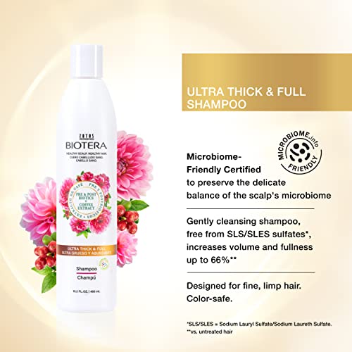 Biotera Ultra Thick & Full Volumizing Shampoo | Increases Volume to Fine, Limp Hair | Microbiome Friendly | Vegan & Cruelty Free | Paraben Free | Color-Safe | 32 Fl Oz