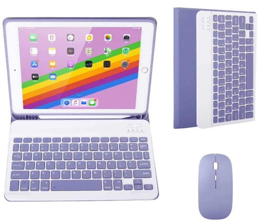 YEEHi Color Keyboard for iPad Mini 5th Generation iPad Mini 4 Keyboard Case with Mouse Cute Detachable Removable Wireless Bluetooth Keyboard Cover for iPad Mini 5 Mini 4 (Purple)