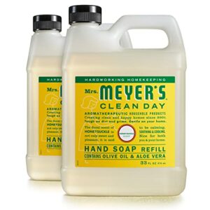 mrs. meyer's clean day hand soap refill, honeysuckle, 33 fl oz (pack of 2)