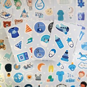 BulbaCraft 100Pcs Boy Stickers for Shower, Newborn Stickers, Window Stickers, Scrapbook Boy Stickers, Shower Favors for Boys, Elephant Stickers