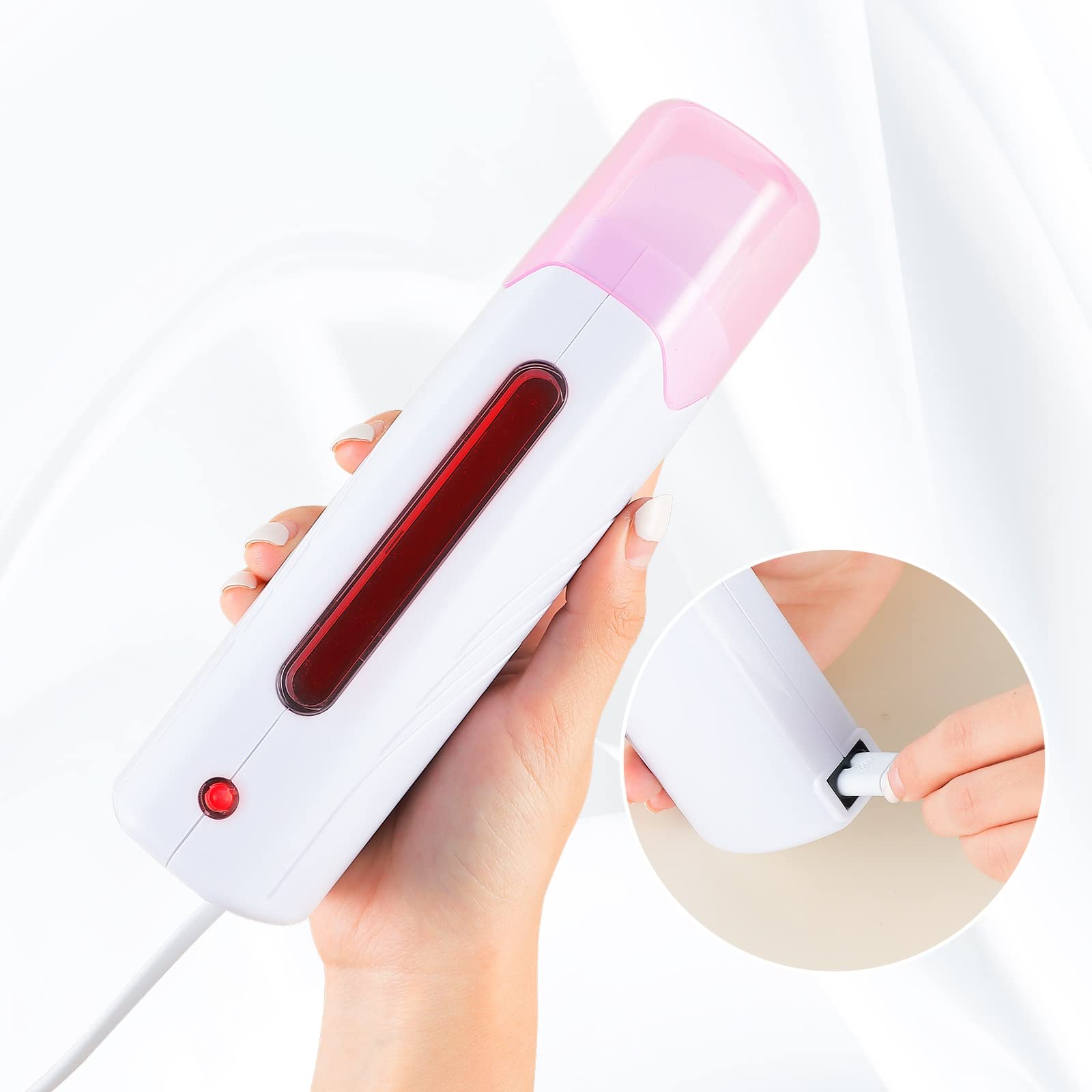 Roll On Wax Warmer For Hair Removal Wax Roller Wax Heater For Depilatory Wax Cartridge, Home Waxing Kit For Women Men 110V