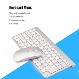 Goshyda Keyboard Mouse Combo, 1600-2400 DPI Adjustable Hot Keys Silent Ambience Stable Connection Slim Design Keyboard for Work Study Gaming