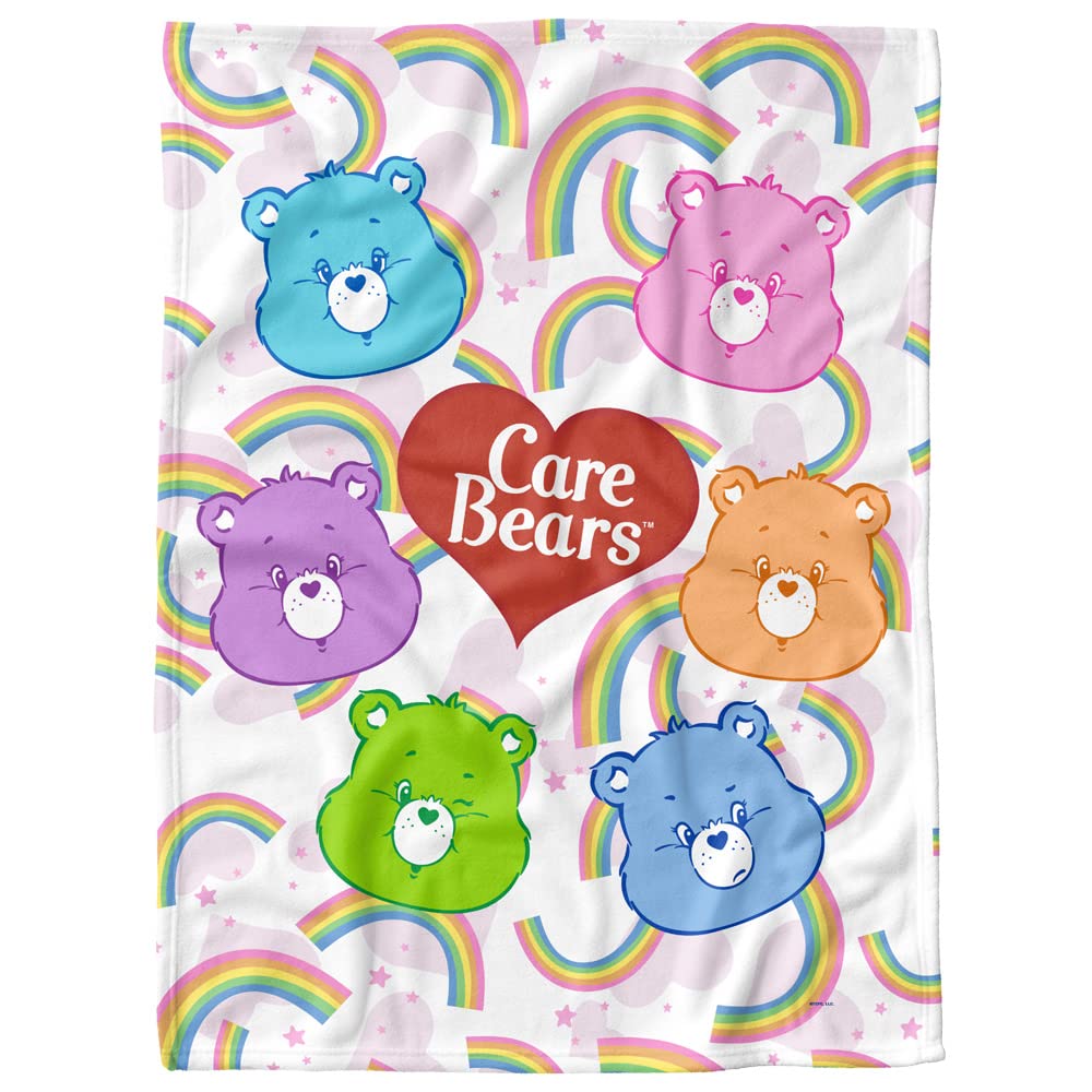 LOGOVISION Care Bears Lightweight Baby Blanket, 30"X40", Bear Heads Unisex for Infants Girls & Boys