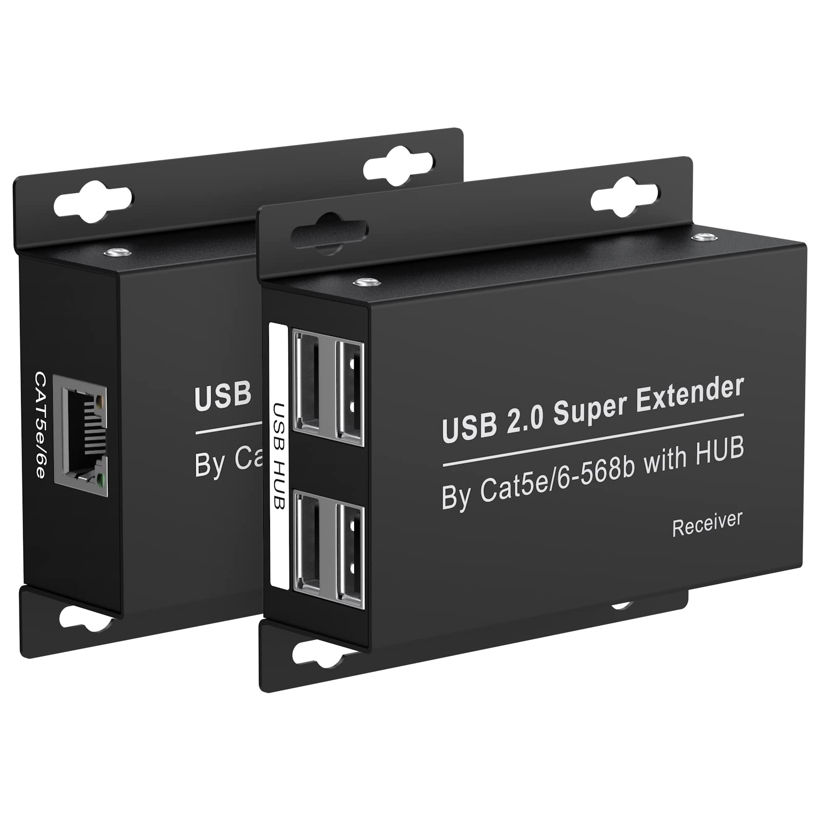 USB Extender Over Ethernet 200ft USB2.0 HUB RJ45 Cat5e/6 up to 480Mbps with Power Adapter Two Cameras Work in Sync Support Windows MacOS Android Linux