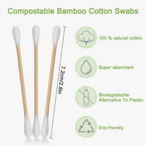 eyxformula 1000 PCS Bamboo Cotton Swabs In Storage Box Natural Organic Cotton Swabs With Wooden Sticks - Double Tips Biodegradable Cotton Buds For Ear Wax Removal, Makeup, Personal Care, Art & Craft