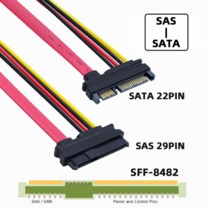 ChenYang SAS to SATA Cable,SFF-8482 SAS 29Pin to SATA 22Pin Hard Disk Drive Raid Extension Cable