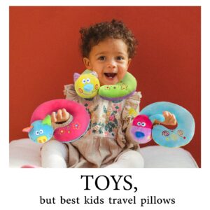 qianliyer Kids Neck Pillow for Traveling - Essential for Toddler Road Trips and Airplane Travel Comfortable Travel Pillow for Kids - Cute Dog Plush Toy with Chin Support Kids