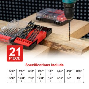 VALYRIANTOOL Impact Drill Bit Set, 21PCS Hex Drill Bit Set, Black Gold Drill Bits Set, HSS Quick Change Impact Driver Drill Bit Set for Copper, Aluminum, Zinc Alloy, Wood, Plastic 1/16"-1/2"