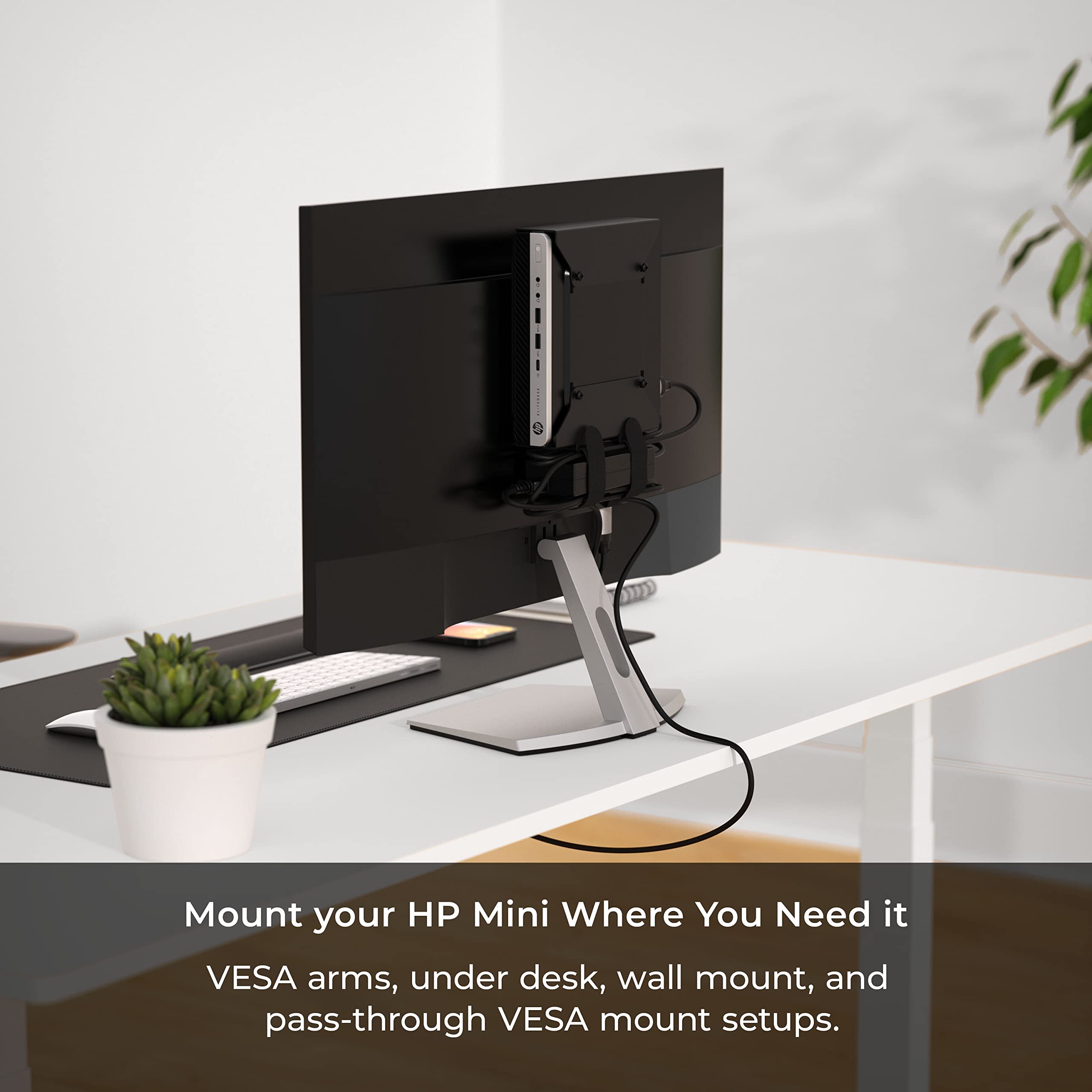 HumanCentric Mount Compatible with HP Desktop Mini, HP ProDesk Mini, HP EliteDesk Mini, Replaces Dual VESA Sleeve for HP Mini Desktops v3, HP Mini VESA Mount Adapter, Arm, Under Desk and Wall Mount