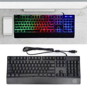 Goshyda Wired Gaming Keyboard,PC 104 Keys Mechanical Keyboard Durable USB Gaming Keyboard with Colorful Backlight,for Computer Notebook