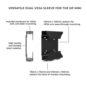 HumanCentric Mount Compatible with HP Desktop Mini, HP ProDesk Mini, HP EliteDesk Mini, Replaces Dual VESA Sleeve for HP Mini Desktops v3, HP Mini VESA Mount Adapter, Arm, Under Desk and Wall Mount