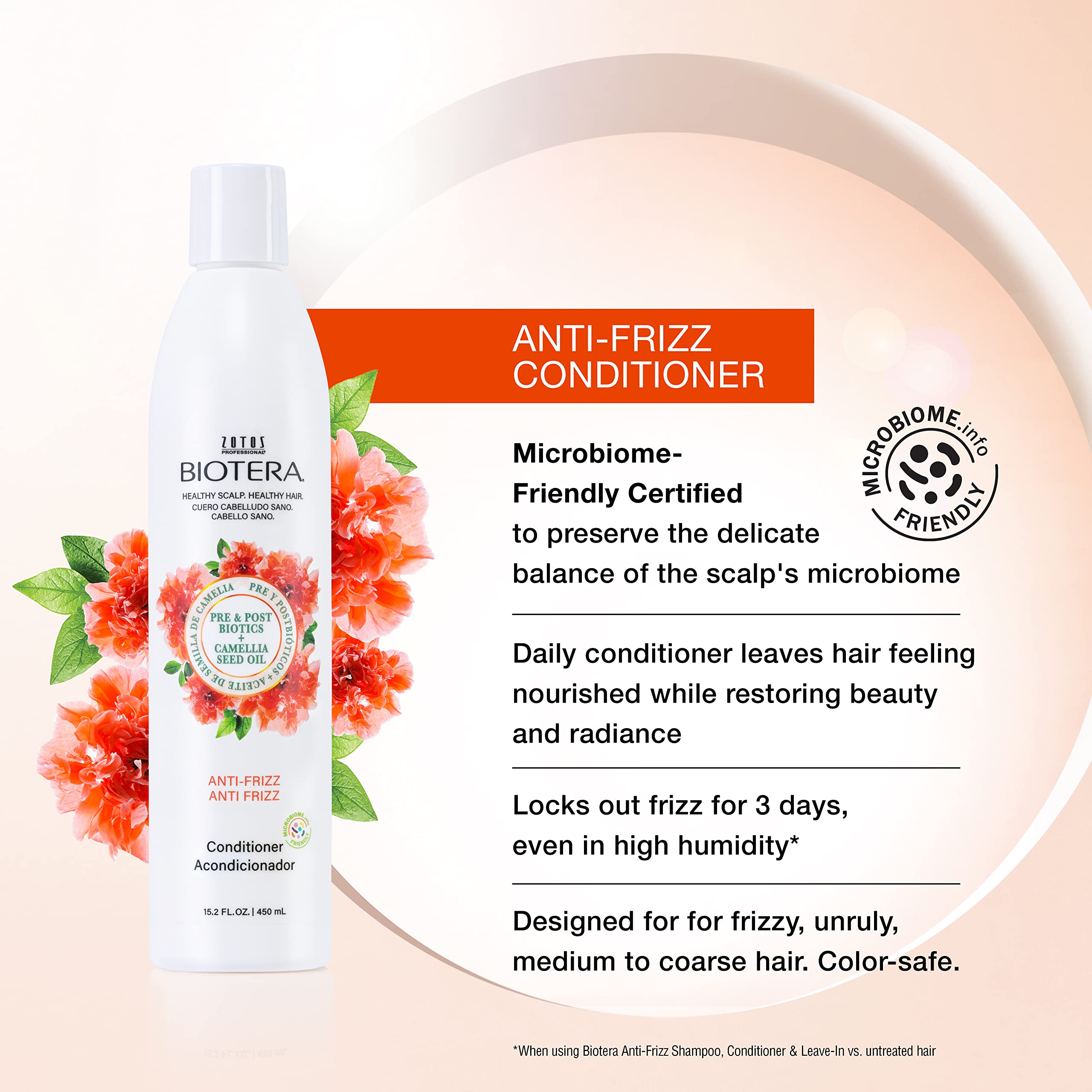 Biotera Anti-Frizz Smoothing Conditioner | Smooths & Controls Frizzy, Unruly Hair | Microbiome Friendly | Vegan & Cruelty Free | Paraben Free | Color-Safe | 32 Fl Oz