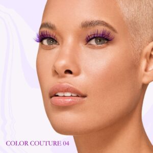 iENVY False Eyelashes Real Mink Color Couture Full Colored Lashes Maximum Fluffiness and Volume Fake Eyelashes (Purple)