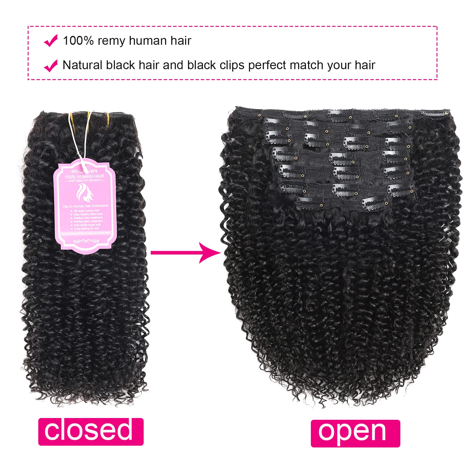 Kinky Curly Clip In Hair Extensions 3b 3c Curly Hair Clip In Extensions 4c Clip In Hair Extensions For Black Women Afro Kinky Curly Clip In Hair Extensions Real Human Hair Remy Hair Natural Black120G