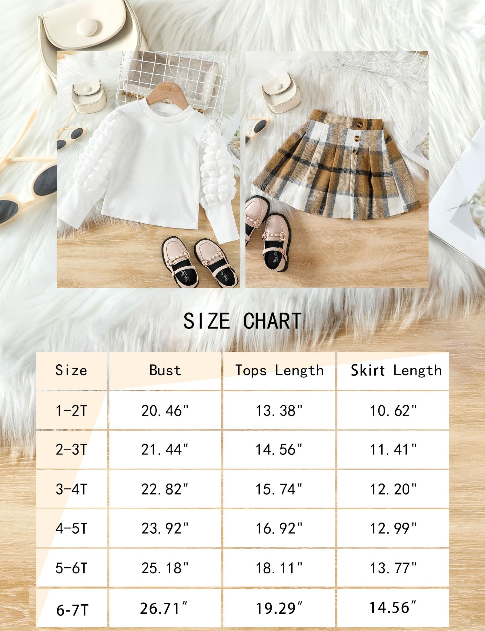 DONWEN Toddler Girl Clothes 4t 5t Fall Winter Clothes Long Sleeve Cotton Shirt Button Skirts 2pcs Toddler Girls Clothes