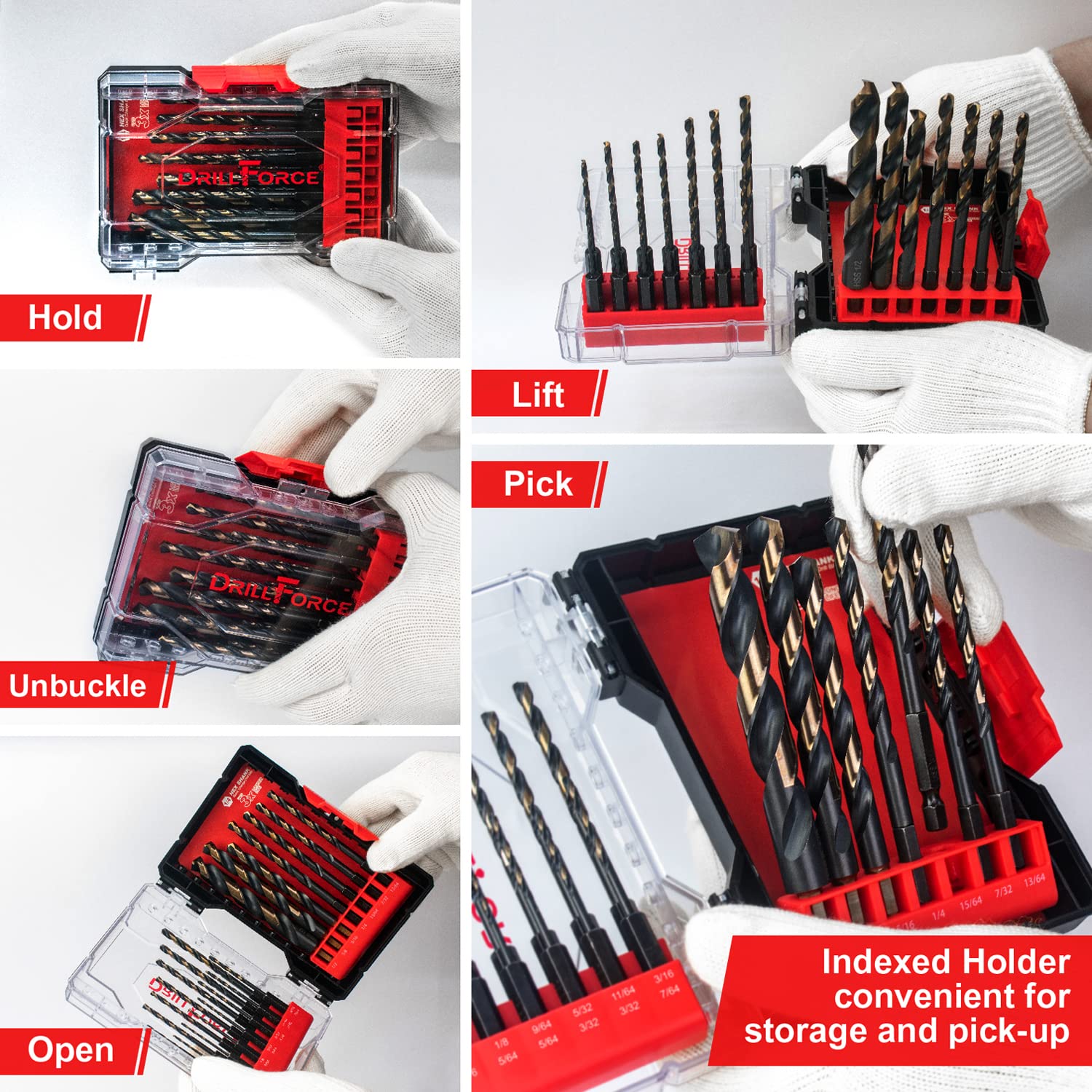 VALYRIANTOOL Impact Drill Bit Set, 21PCS Hex Drill Bit Set, Black Gold Drill Bits Set, HSS Quick Change Impact Driver Drill Bit Set for Copper, Aluminum, Zinc Alloy, Wood, Plastic 1/16"-1/2"