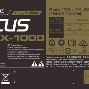 Seasonic Focus GX-1000, 1000W 80+ Gold, Full-Modular, Fan Control in Fanless, Silent, and Cooling Mode, 10 Year Warranty, Perfect Power Supply for Gaming and Various Application, SSR-1000FX.