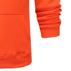 Maiyifu-GJ Pullover Hoodies for Men Classic Casual Solid Loose Fit Long Sleeve Hoodie Basic Lightweight Hooded Sweatshirt (Orange,X-Large)