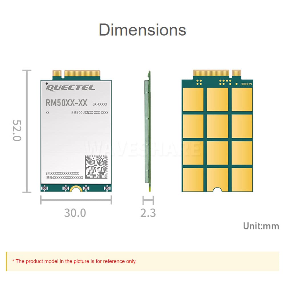 Waveshare Quectel 5G Sub-6 GHz Module Designed for IoT/EMBB Applications Industrial-Grade Modules Support DFOTA and Volte Functions-RM502Q-AE