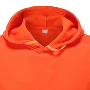 Maiyifu-GJ Pullover Hoodies for Men Classic Casual Solid Loose Fit Long Sleeve Hoodie Basic Lightweight Hooded Sweatshirt (Orange,X-Large)