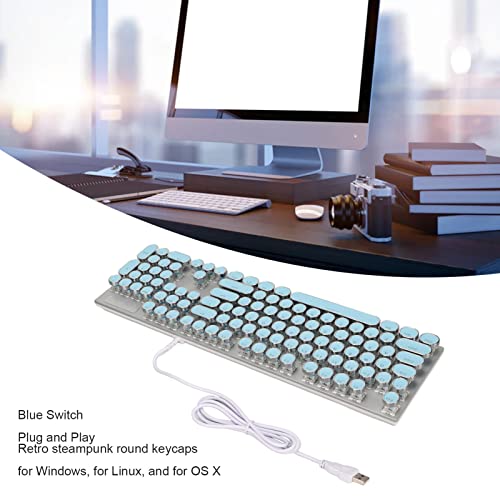 LBEC Blue Switch Mechanical Keyboard, Ergonomic 104 Keys Mechanical Gaming Keyboard Plug and Play Blue Switch for (Blue Switch)