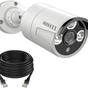 OOSSXX (5.0MP POE Extend Camera with 60 feet Cable) Microphone Inside Outdoor/Indoor Video Surveillance Security Waterproof Wired POE Camera, Just Extend POE Kits