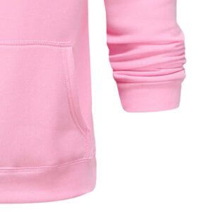 Maiyifu-GJ Pullover Hoodies for Men Classic Casual Solid Loose Fit Long Sleeve Hoodie Basic Lightweight Hooded Sweatshirt (Pink,XX-Large)