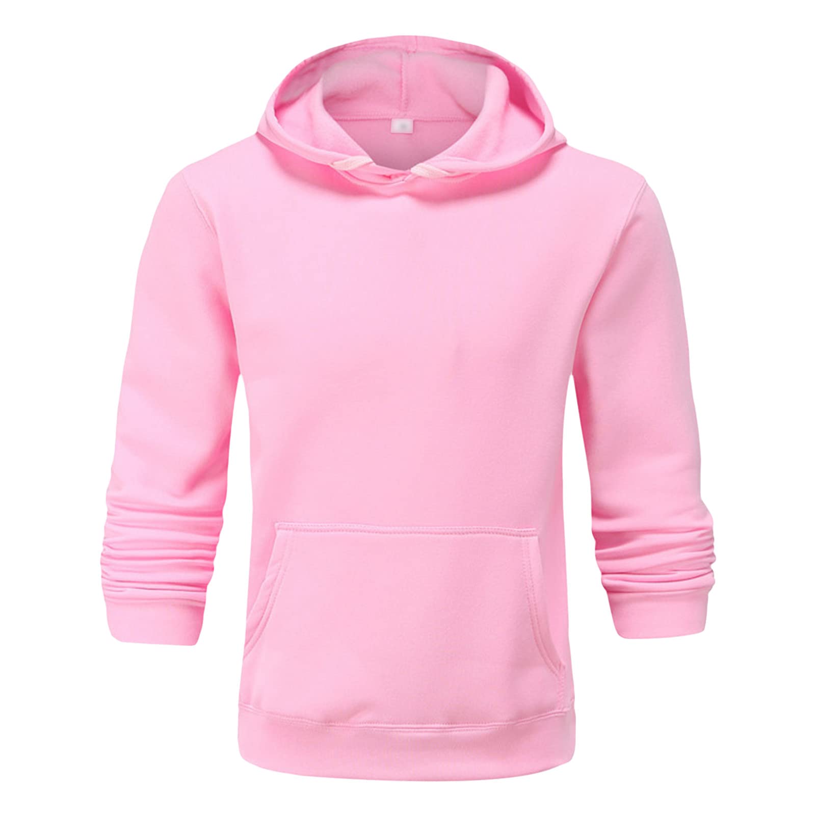 Maiyifu-GJ Pullover Hoodies for Men Classic Casual Solid Loose Fit Long Sleeve Hoodie Basic Lightweight Hooded Sweatshirt (Pink,XX-Large)