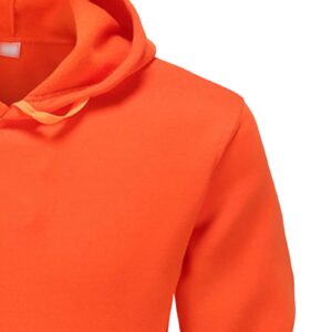 Maiyifu-GJ Pullover Hoodies for Men Classic Casual Solid Loose Fit Long Sleeve Hoodie Basic Lightweight Hooded Sweatshirt (Orange,X-Large)