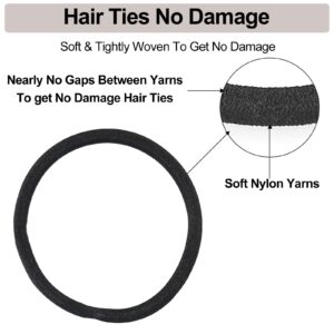 ADRIONE Black Hair Ties No damage 280 Pack, 4MM Hair Bands for Women's Hair Elastic Ponytail Holders No Damage Hair Ties Elastic Hair Ties Bulk Hair Ties for Women Pony Tails Hair Ties for Thick Hair