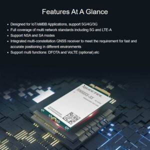 Waveshare Quectel 5G Sub-6 GHz Module Designed for IoT/EMBB Applications Industrial-Grade Modules Support DFOTA and Volte Functions-RM502Q-AE