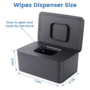 2 Pack LEQXGO Baby Wipes Dispenser, Wipes Dispenser Baby Wipes Case, Baby Wipe Holder for Fresh Wipes, Non-Slip Wipes Case, Wipe Container with Sealing Design Lid (Black and Black)