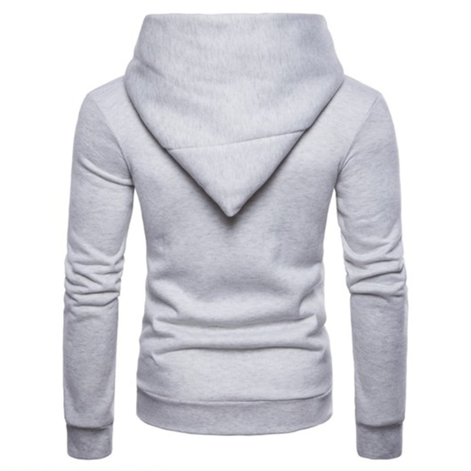 Maiyifu-GJ Men's Diagonal Zipper Hooded Sweatshirts Lightweight Fleece Slim Fit Hoodies Long Sleeve Casual Hip Hop Hoodie (Light Grey,Medium)