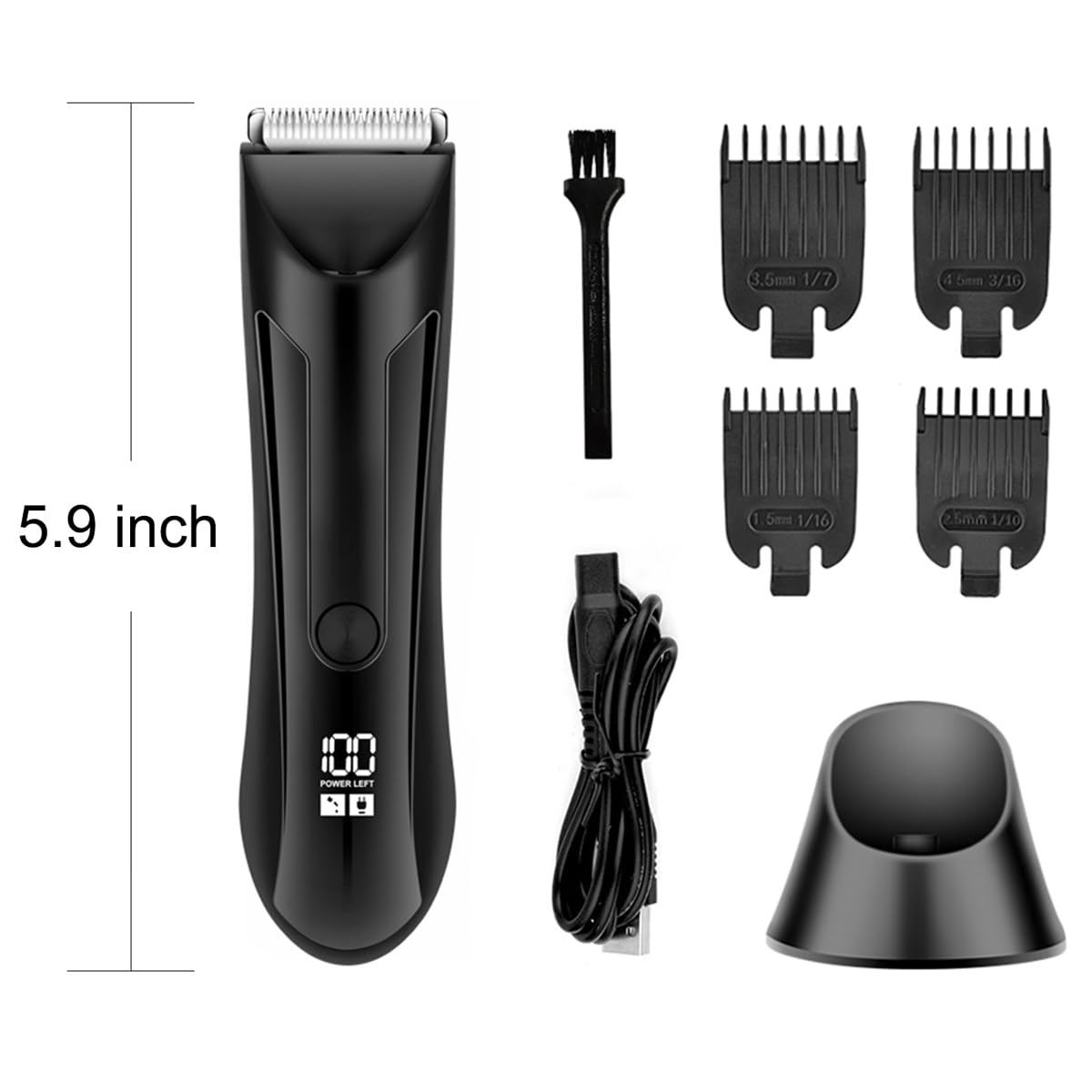 ANFOOS Electric Body Hair Trimmer for Men, Ball Shaver Pubic Groin Hair Trimmer Beard USB Recharge Dock Body Grooming Kit Replaceable Ceramic Blade Male Hygiene Razor Waterproof Wet/Dry