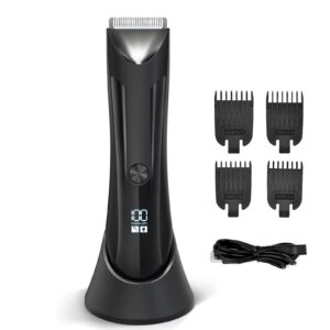 ANFOOS Electric Body Hair Trimmer for Men, Ball Shaver Pubic Groin Hair Trimmer Beard USB Recharge Dock Body Grooming Kit Replaceable Ceramic Blade Male Hygiene Razor Waterproof Wet/Dry