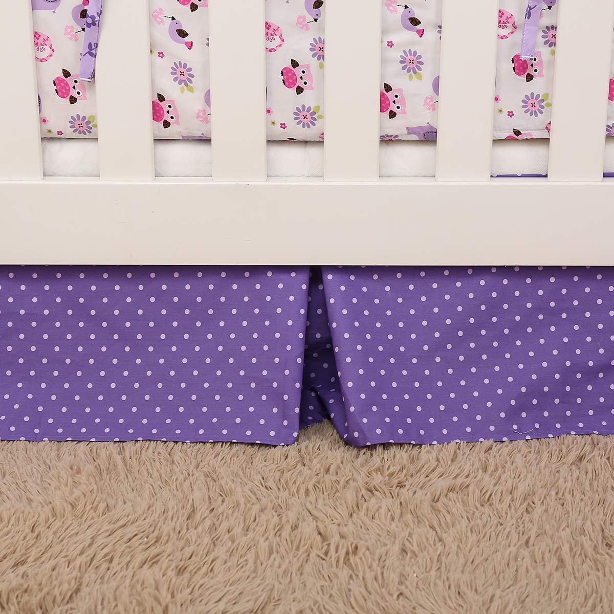 7 PCs Purple Embroidery Elephant Birds Nursery Crib Bedding Set Baby Girl Gift Idea, (CM-PEB7CS001)