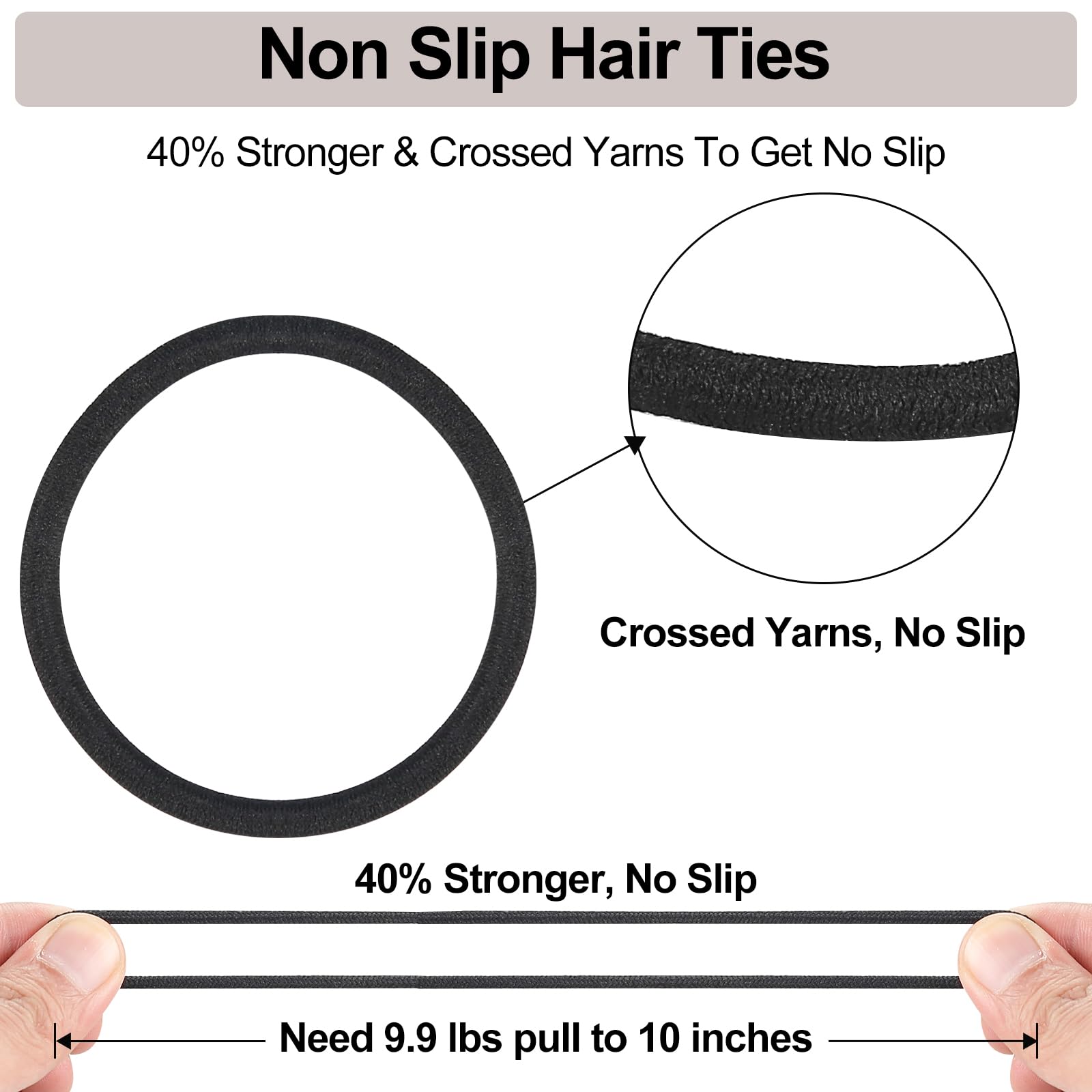 ADRIONE Black Hair Ties No damage 280 Pack, 4MM Hair Bands for Women's Hair Elastic Ponytail Holders No Damage Hair Ties Elastic Hair Ties Bulk Hair Ties for Women Pony Tails Hair Ties for Thick Hair