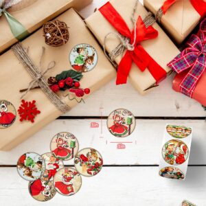 Vintage Christmas Stickers-500pcs Traditional Christmas Round Labels 1 inch Vintage Style Merry Christmas Stickers for Kids