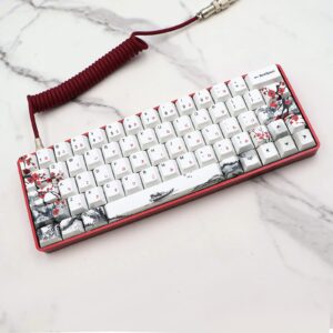 JSJT Plum Blossom Keycaps 135 Keys Japanese Keycaps PBT Custom Keycap Set Cherry Profile Key Caps for US/ISO Layout Cherry MX Switch 64 68 87 96 108 Gaming Mechanical Keyboard(6.25u/7u Spacebar)