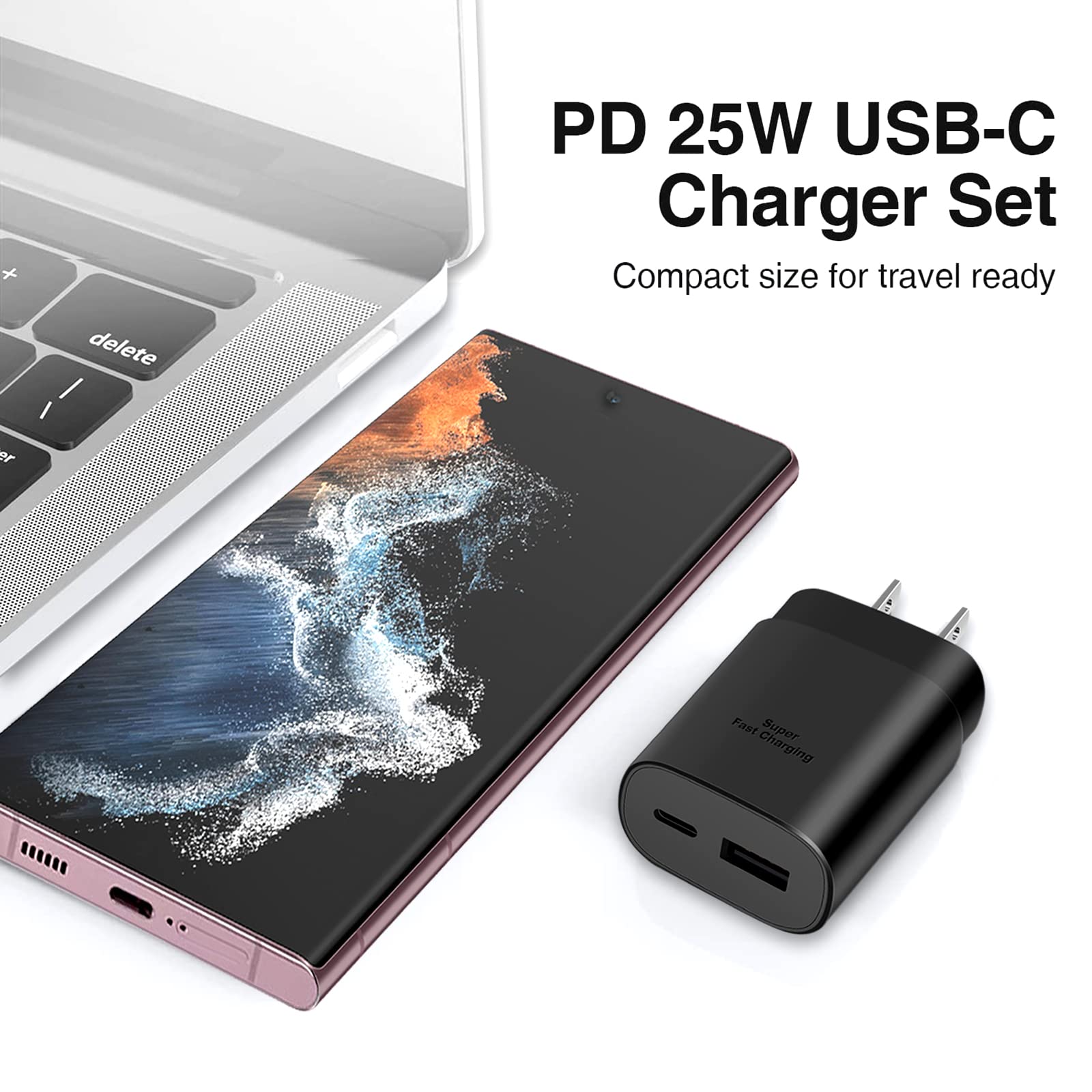 Type C Charger,Super Fast Charger Type C 25W Wall Charger Quick Charging Block Compatible with Samsung Galaxy S22/S22 Ultra/S22+/S21/S21Ultra/S21 Plus/S20/S20 Ultra/S10/Note 10