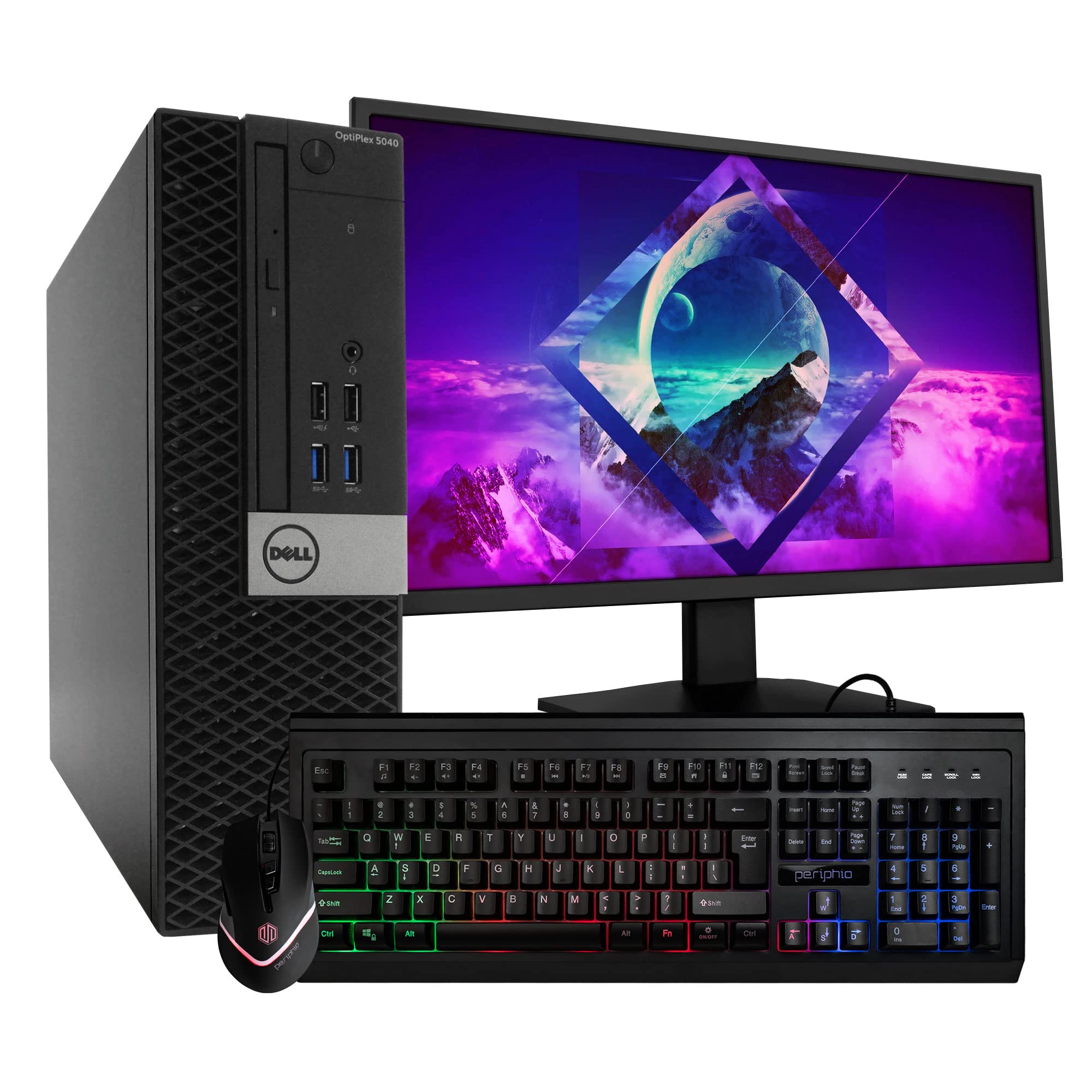 Dell Optiplex 5040 Small Desktop Computer (SFF) | Quad Core Intel i5 (3.20GHz) | 8GB DDR3 RAM | 240GB SSD Solid State | Windows 10 Pro | 24in Monitor | RGB Mouse + Keyboard (Renewed)