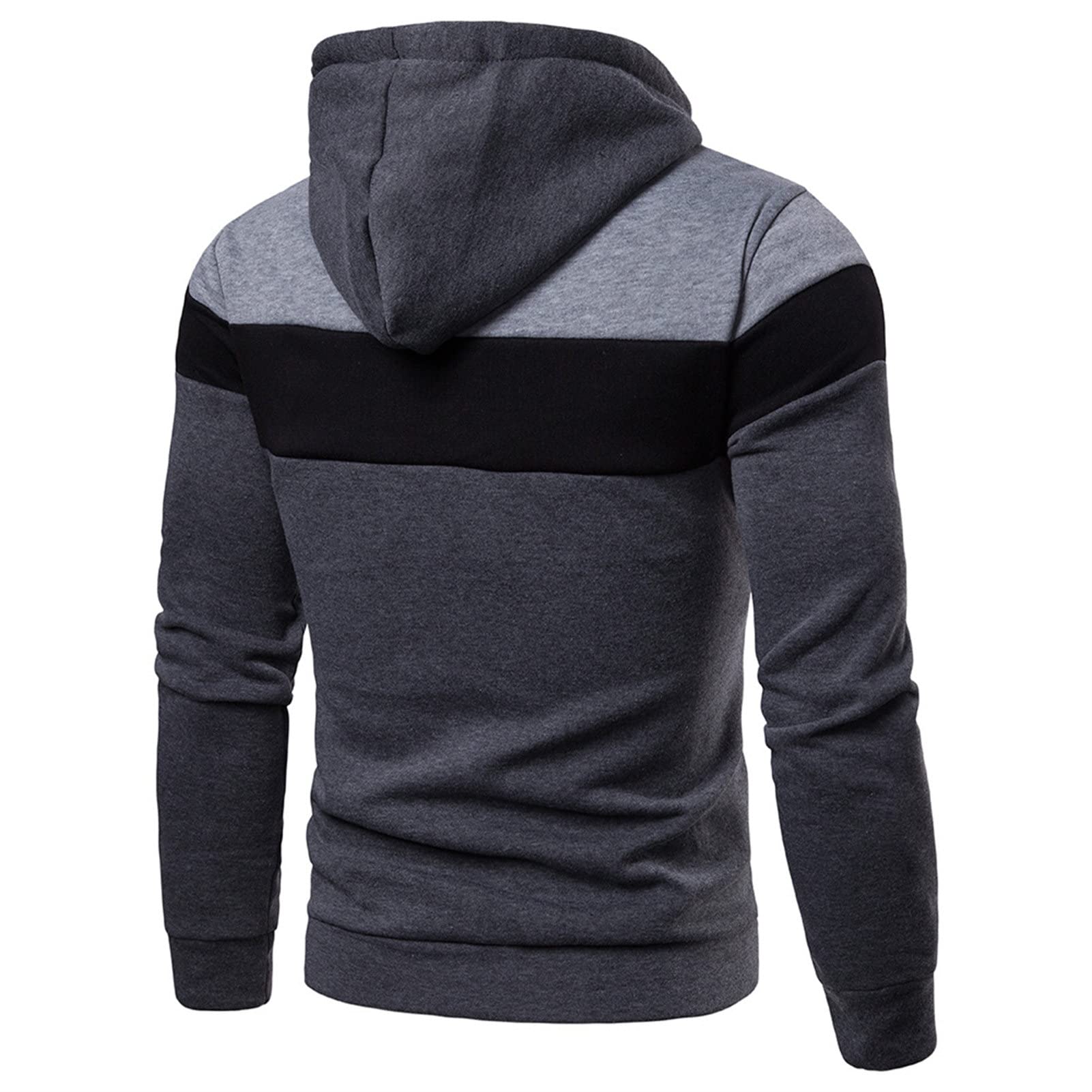 Maiyifu-GJ Men Zip Up Color Block Hoodies Blend Fleece Long Sleeve Sweatshirt with Kanga Pockets Zip Front Slim Hooded Hoodie (Grey,X-Large)