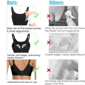 Hands Free Pumping Bra Hands-Free Breast Pump Bra Nursing Bras for Pumping Adjustable Breast-Pumps Holding and Nursing Bra (Black, Large)