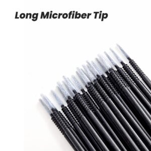 Micro Applicators 200Pcs, Inartato Disposable Micro Brush Microswab Wands for Eyelash Extensions Makeup and Personal Care (Black & White - Long Microfiber Tips)