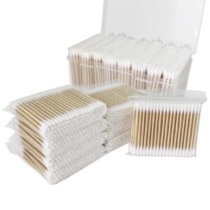 organic cotton swabs 800 count - garrelett natural bamboo cotton buds for ear - ear sticks with a storage box included - strong 100% pure cotton stick for arts & crafts, daily cleaning