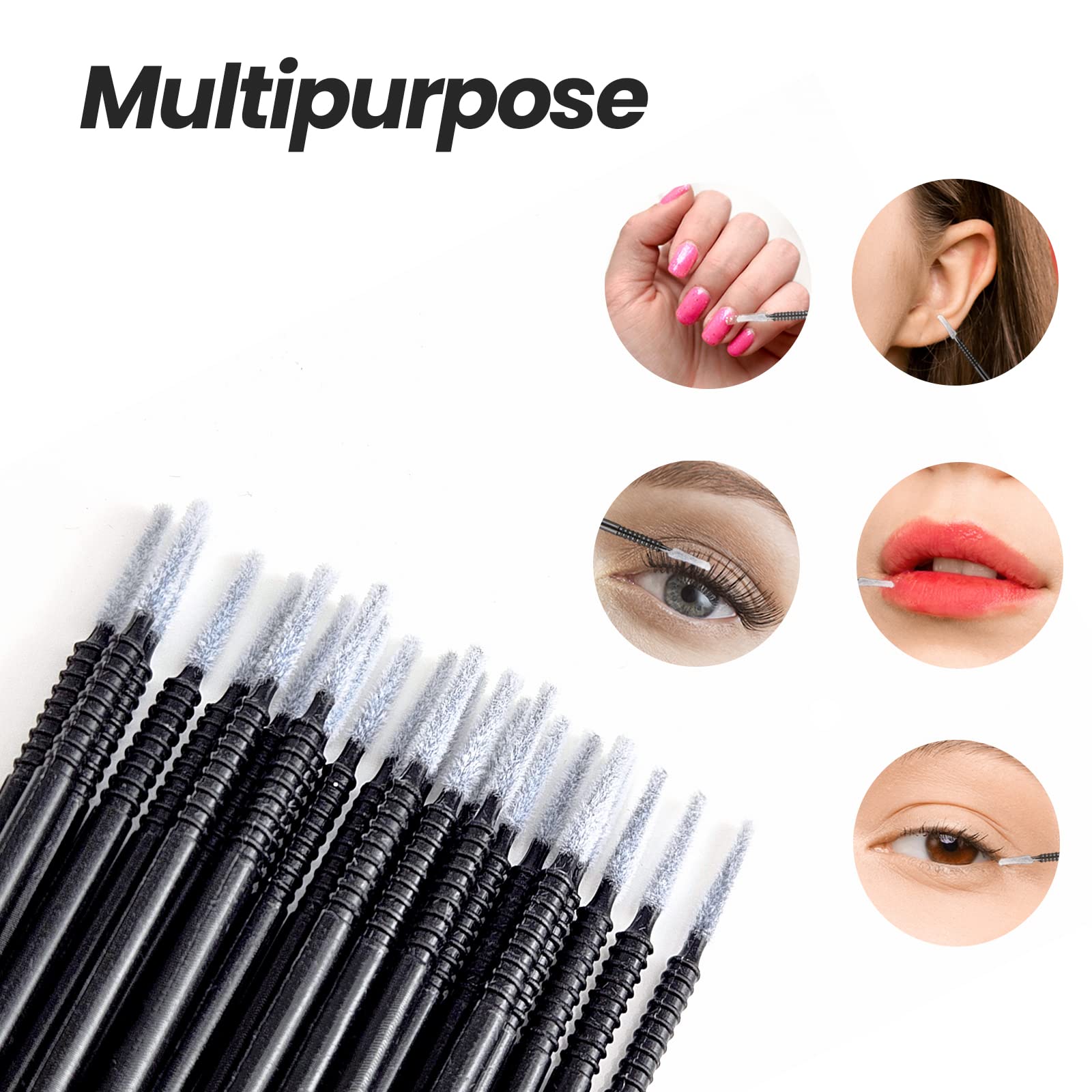 Micro Applicators 200Pcs, Inartato Disposable Micro Brush Microswab Wands for Eyelash Extensions Makeup and Personal Care (Black & White - Long Microfiber Tips)