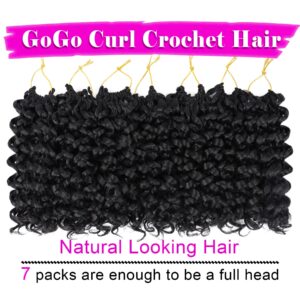 7 Packs GoGo Curl Crochet Hair 10 Inch Short Curly Crochet Hair for Women Water Wave Beach Curl Deep Twist Crochet Braids Synthetic Braiding Hair Extensions(10 Inch, 1B)