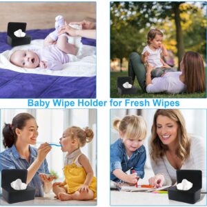 2 Pack LEQXGO Baby Wipes Dispenser, Wipes Dispenser Baby Wipes Case, Baby Wipe Holder for Fresh Wipes, Non-Slip Wipes Case, Wipe Container with Sealing Design Lid (Black and Black)